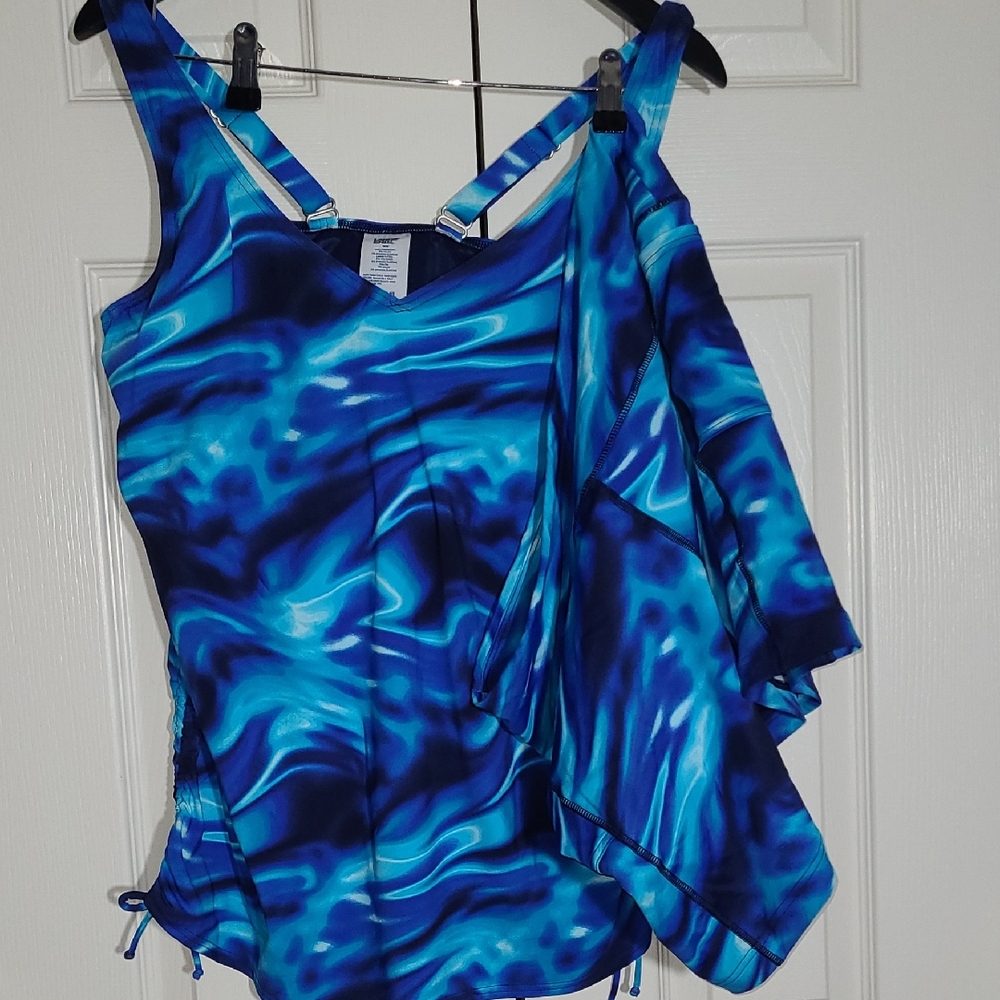Land's End Blue & Black Patterned Tankini Boy-short (Bike Shorts) Bottoms, 18W